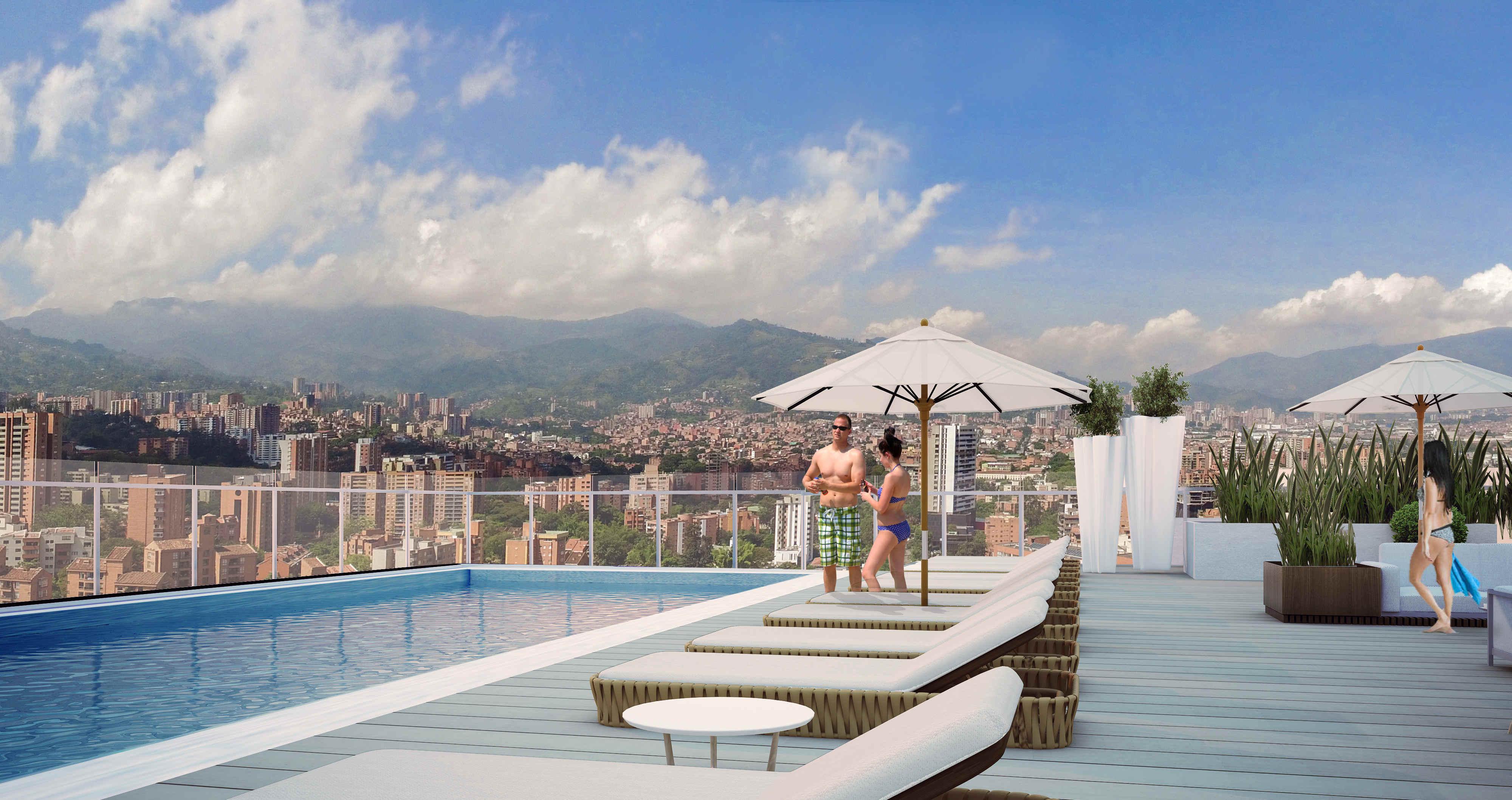 Hotel York Luxury Suites Medellin By Preferred Dış mekan fotoğraf Skyline pool